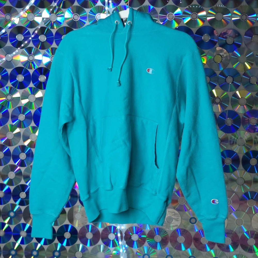 Turquoise Champion Reverse Weave Hoodie